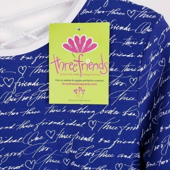 Three Friends New with tags Blue and White Print Daisey Dress Size 16 - Picture 4 of 7